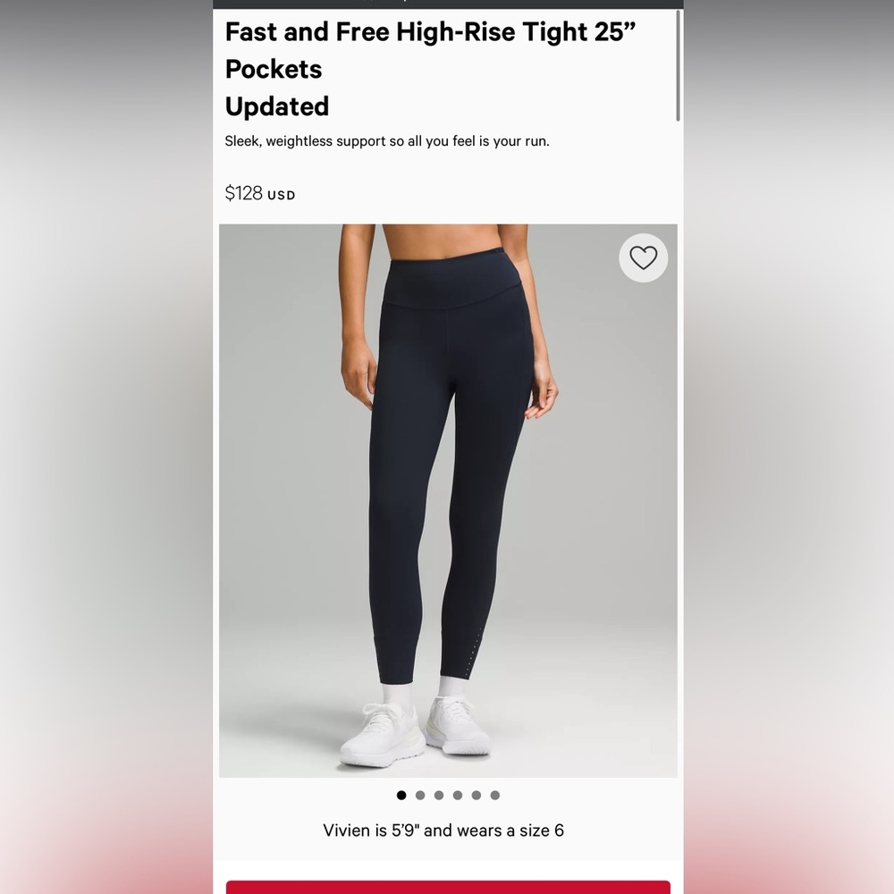 Lululemon Fast and Free Leggings 25